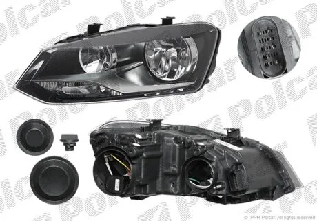 Фара основна POLO (6R), 08.09- Polcar 9533104E