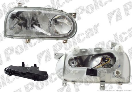 Фара основна, vw GOLF III, 92- Polcar 9538101E