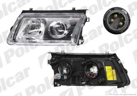 Фара основна, vw PASSAT (B5), 97- Polcar 9548102E
