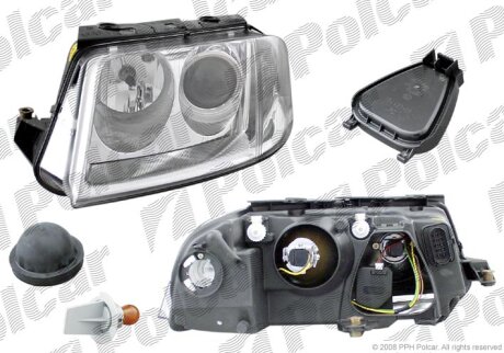 Фара основна, vw PASSAT (B5), 01- Polcar 954909H