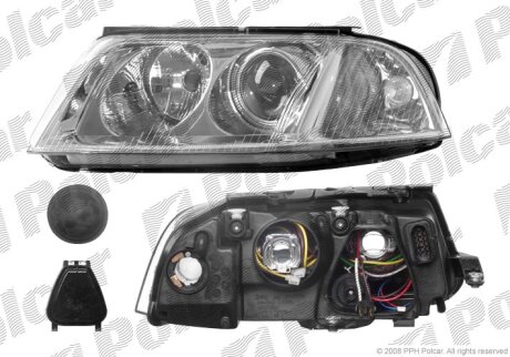 Фара основна, vw PASSAT (B5), 01- Polcar 9549103E