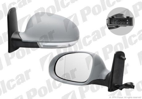 Дзеркало зовнішнє лівий, vw SHARAN, 01-10 Polcar 9551516M