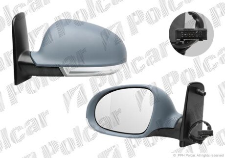 Дзеркало зовнішнє лівий, vw SHARAN, 01-10 Polcar 9551517M