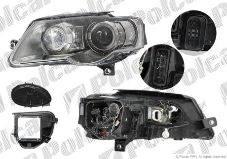 Фара основна, PASSAT,SDN+KOMBI (B6 Polcar 9555092V