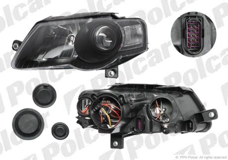 Фара основна, PASSAT,SDN+KOMBI (B6 Polcar 9555094E