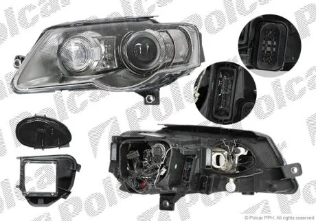 Фара основна, PASSAT,SDN+KOMBI (B6 Polcar 9555102V