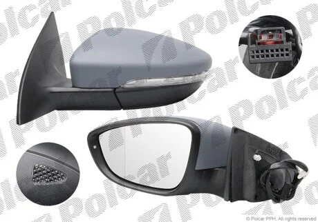 Дзеркало зовнішнє лівий PASSAT CC, 06.08- Polcar 9556516M