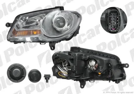 Фара основна, TOURAN, 01.07- Polcar 957909E