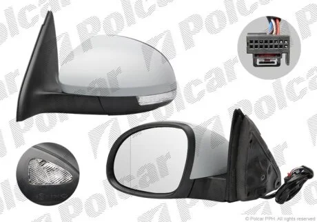 Дзеркало зовнішнє правий TIGUAN, 09.07-04.11 Polcar 9585525M