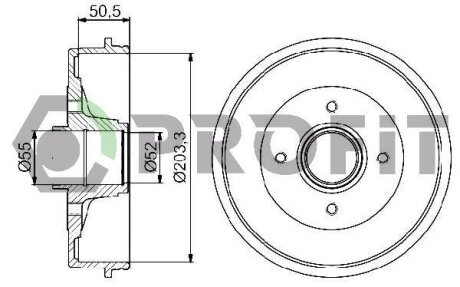 Тормозной барабан 203mm Renault Kangoo PROFIT 5020-0072