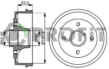 Тормозной барабан Logan/Clio2/Twingo 180mm PROFIT 5020-0075