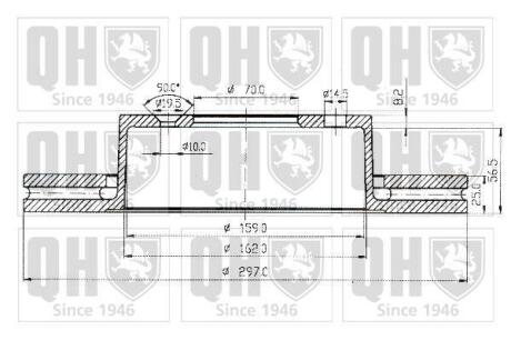 Диск гальмівний передн лів/прав LAND ROVER RANGE ROVER II 2.5D-4.6 07.94-03.02 QUINTON HAZELL BDC4804