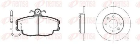 RENAULT К-кт гальмівні колодки + диски передн. Logan,Sandero,Dacia Solenza,Peugeot 205-309,R11-25 REMSA 8141.00