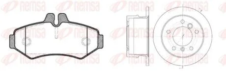 DB К-кт гальм. колодки + диски Sprinter VW LT 96- REMSA 8733.00 (фото 1)