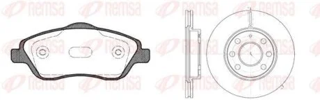 OPEL К-кт гальм. колодок + диски Combo 01-, Corsa C 1,0-1,8 00- REMSA 8774.06 (фото 1)