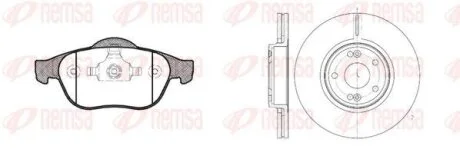 RENAULT К-кт гальм. колодки + диски передн. LAGUNA II (BG0/1_) 1.6 16V (BG0A, BG0L) 01-05 REMSA 8843.00 (фото 1)
