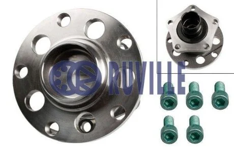Комплект підшипника колеса задній (із маточиною) AUDI A6, SKODA SUPERB I, VW PASSAT 1.6-3.7 08.96-03.08 713610500, 1007520001, H2A002BTA RUVILLE 5444
