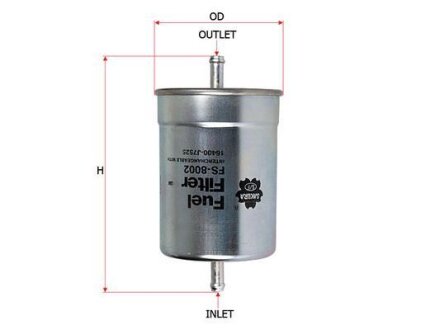 Фільтр паливний 1.6MPI 8V, 1.8MPI 20V, 1.8MPI Turbo, 2.8MPI 30V, 2.4MPI 30V, 3.0MPI 30V, 3.2MPI 24V, 2.3MPI 16V VW T4 90-03, AUDI A6 97-04, SKODA Superb 01-08, FORD Galaxy 94-06, SEAT Toledo I 91-99, MERCEDES-BENZ G-Class W463 90-18, BMW 7 E32 86-94, SAKURA FS-8002