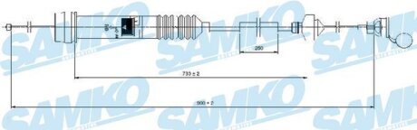 Трос зчеплення Citroen Berlingo, Peugeot Partner 1.9/2.0D 02-> (з автор.) (902/724 мм) (LPR-) SAMKO C0013C