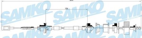 Трос зчеплення Fiat Ducato, Citroen Jumper, Peugeot Boxer 1.9D 94-> (1090/555 мм) (LPR-) SAMKO C0061C