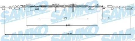 Трос ручного тормоза (1293/1127мм) Ford Galaxy VAG Sharan 95-10 SAMKO C0258B