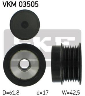 OPEL Шкив генератора Astra H 1,9CDTI 04-, Vectra C 1,9CDTI 04-. SKF VKM 03505