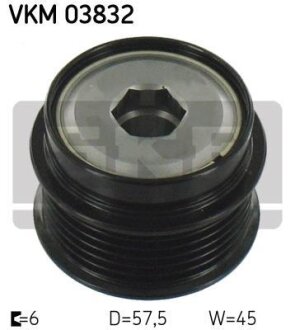 A_Шків генератора DODGE/JEEP Nitro/Cherokee/Wrangler "2,5/2,8L "01>> SKF VKM 03832