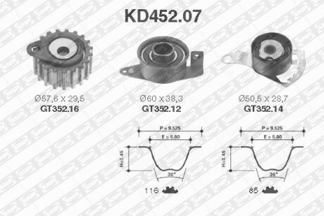 NTN- - Ремкомплект ременя ГРМ SNR KD452.07