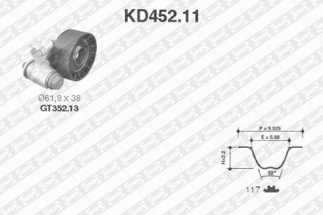 NTN- - Ремкомплект ременя ГРМ SNR KD452.11