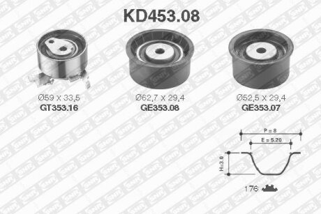 NTN- - Ремкомплект ременя ГРМ SNR KD453.08
