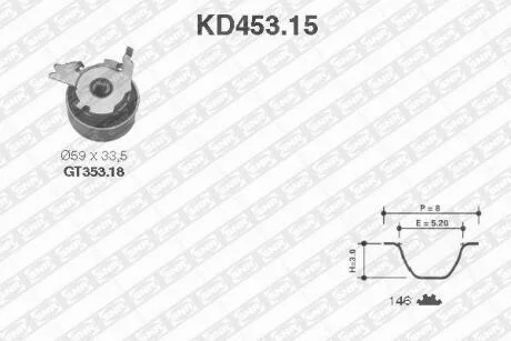 К-кт ГРМ Opel Vectra 2.0 93-, Omega 2.0 8V, 2.0 19 SNR KD453.15