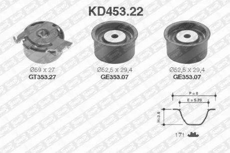 К-кт паска ГРМ Chevrolet Captiva/Opel Antara/Frontera/Omega B/Sintra 2.2/2.4 16V 95- SNR KD453.22