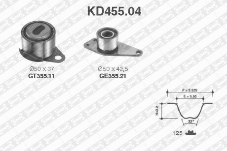 К-кт ГРМ (пасок + ролік) Renault/Mitsubishi/Opel/Vovlo SNR KD455.04