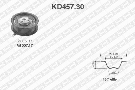 К-кт ГРМ 137z Skoda Felecia 1.9D 95-02 / VW Polo 1.7SDI-1.9SDI 97-01 SNR KD457.30