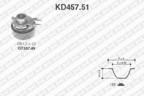NTN- - Ремкомплект ременя ГРМ SNR KD457.51