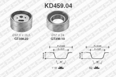 Комплект ременя ГРМ PEUGEOT (Ви-во NTN-) SNR KD459.04