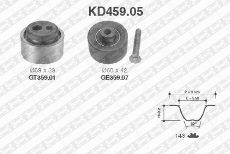 Комплект ременя ГРМ PEUGEOT (Ви-во NTN-) SNR KD459.05