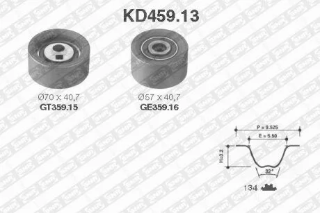 Комплект ременя ГРМ PEUGEOT (Ви-во NTN-) SNR KD459.13