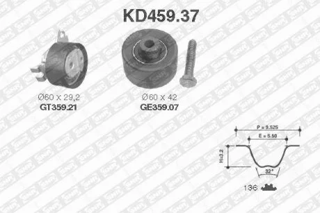К-кт ГРМ PSA 1.8/2.0 05.94-12.04/Lada 110/112 1.5/1.6 16V SNR KD459.37