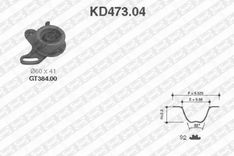 Комплект ременя ГРМ HYUNDAI (Ви-во NTN-) SNR KD473.04