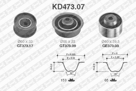 Комплект ременя ГРМ HYUNDAI (Ви-во NTN-) SNR KD473.07