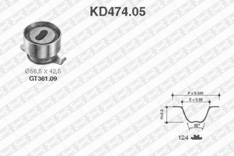 NTN- - Ремкомплект ременя ГРМ SNR KD474.05
