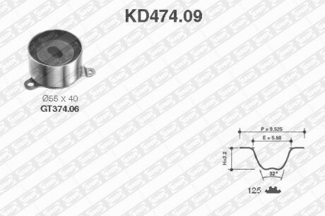 NTN- - Ремкомплект ременя ГРМ SNR KD474.09