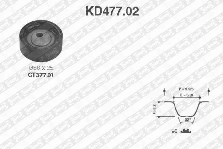 Комплект ременя ГРМ SUZUKI (Ви-во NTN-) SNR KD477.02