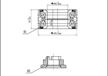 Подшипник передней ступицы (40x75x37) (комплект) Ford Mondeo III Jaguar 00-09 STARLINE LO 03575