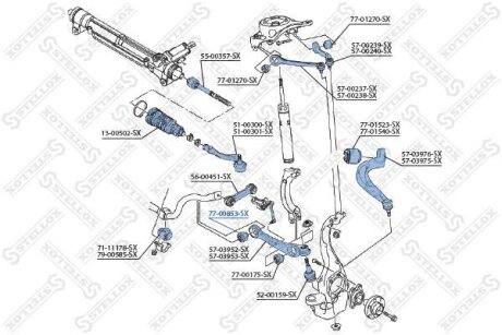Сайлентблок внутрішній/нижній важеля перед. Audi A4, A4 Allroad, A5, A6, A6 Allroad, A7, Q5 1.4-4.2 06.07- STELLOX 77-00853-SX