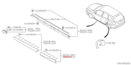 Накладка двери задней левой, garnish-rear SUBARU 91112SG152