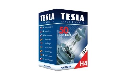 Автомобiльна лампа (Автомобильная лампа H4 12V 60/55W P 43t +50%) TESLA B30401
