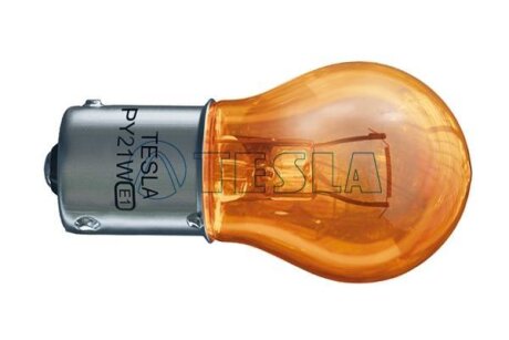 Лампа розжарювання 12V PY21W BAU15s AMBER (жовта) (1-конт)(смещ.цоколь) (кратно 10) TESLA B52301