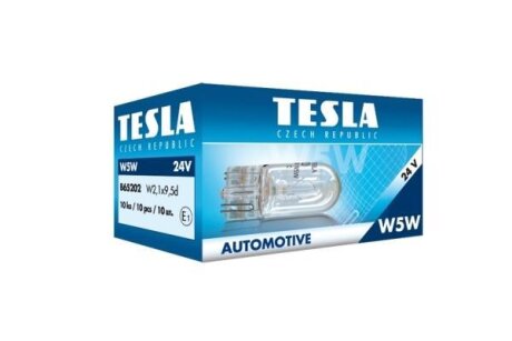 Лампа автомобільна габаритна без цоколя 24В W5W 10 шт. TESLA B65202